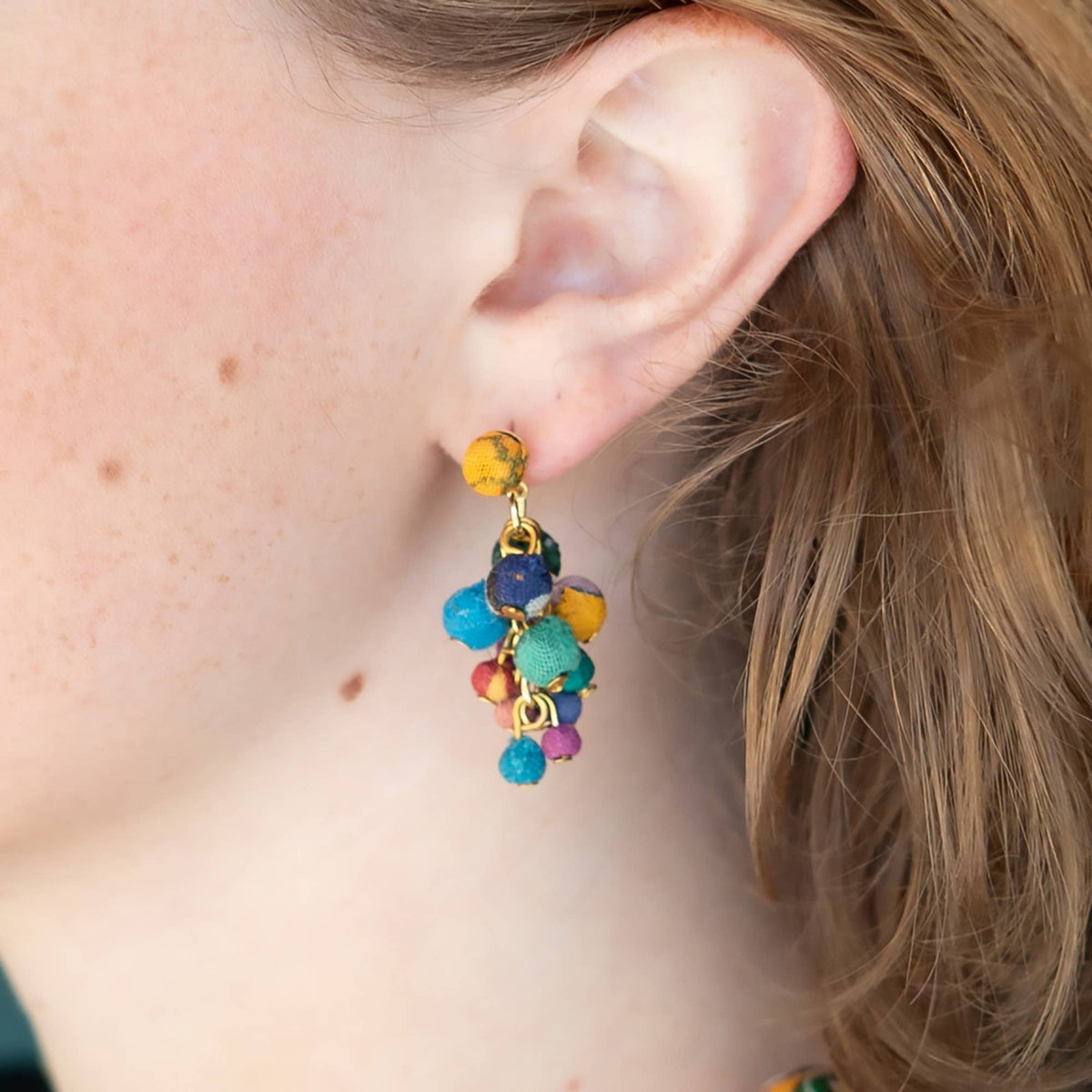 Clustered Kantha Post Earrings
