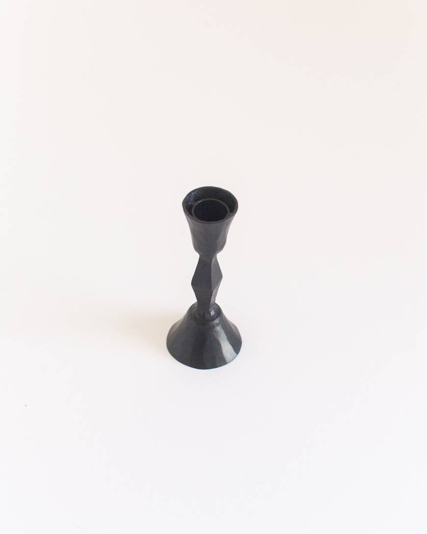 Low Diamond Hand-Forged Iron Candle Stand- Assorted Colors