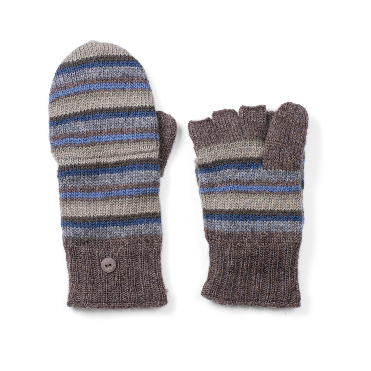 Boston Striped Knit Wool Convertible Mittens
