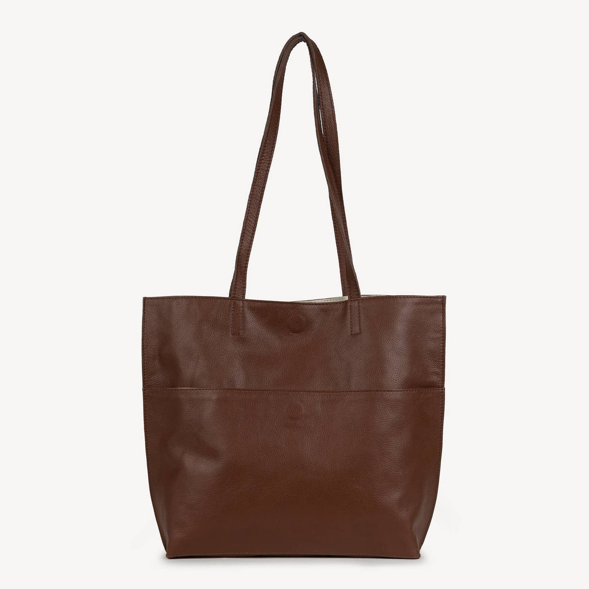 Pebbled  Leather Everyday Tote- Vintage Brown