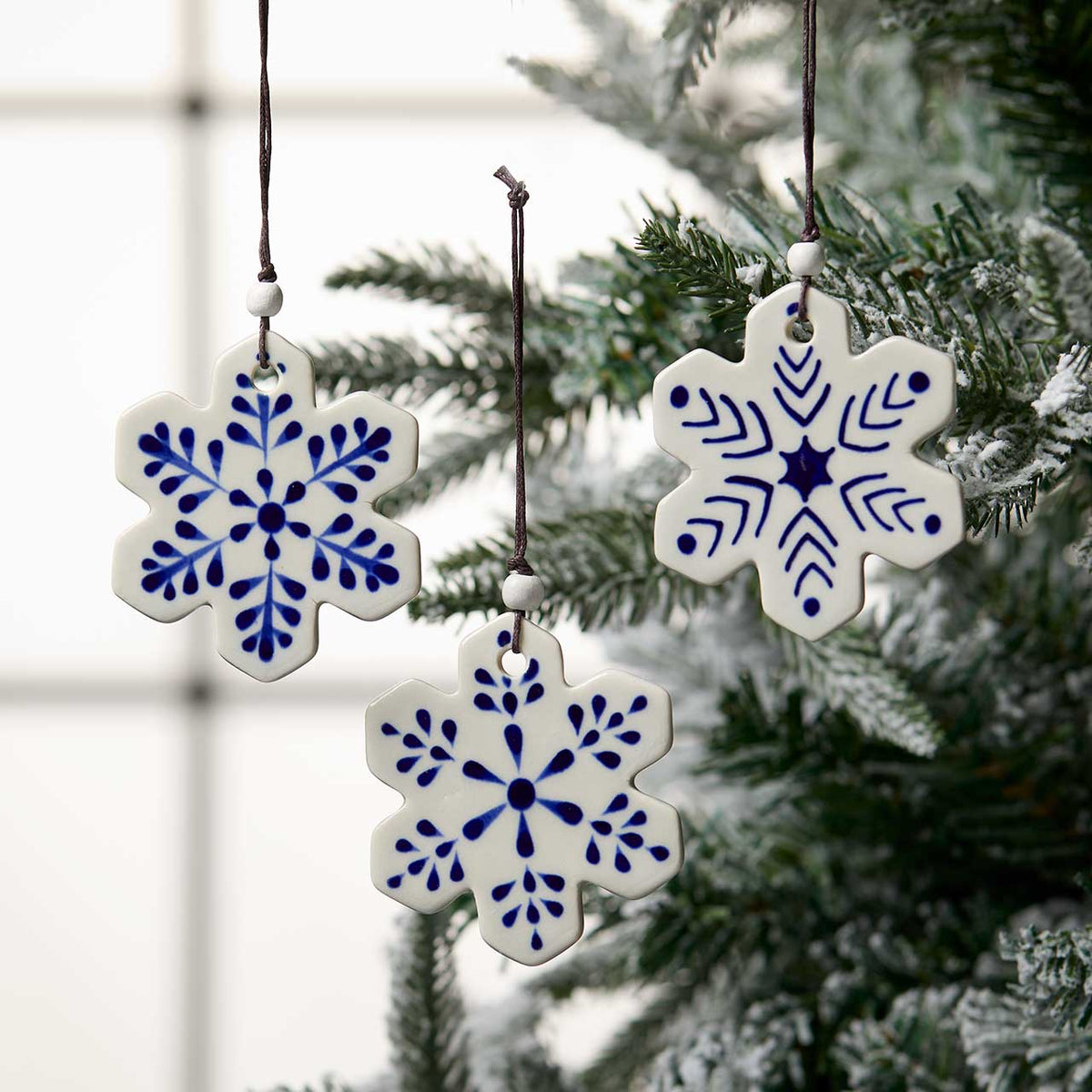 Ceramic Snowflake Ornaments- Assorted Styles- Sold Individually