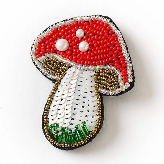 Mushroom Beaded Pin