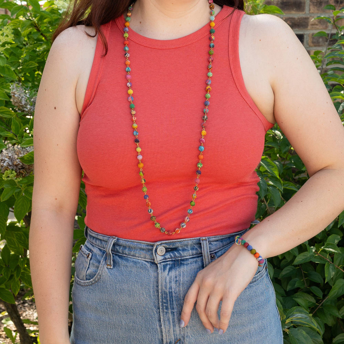 Fluid Kantha Long Necklace