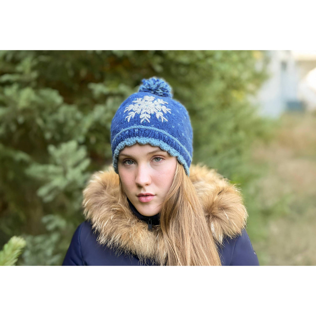 Anoushka Knit Wool Snowflake Hat- Assorted Colors