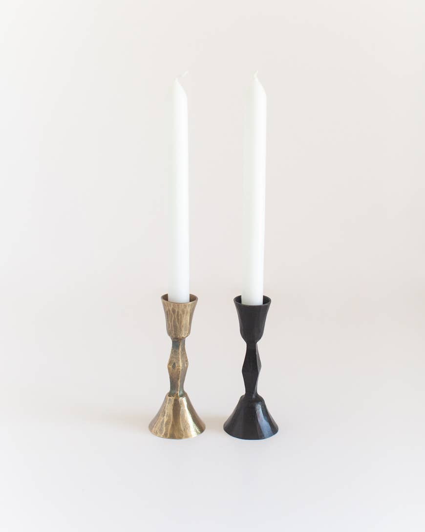 Low Diamond Hand-Forged Iron Candle Stand- Assorted Colors