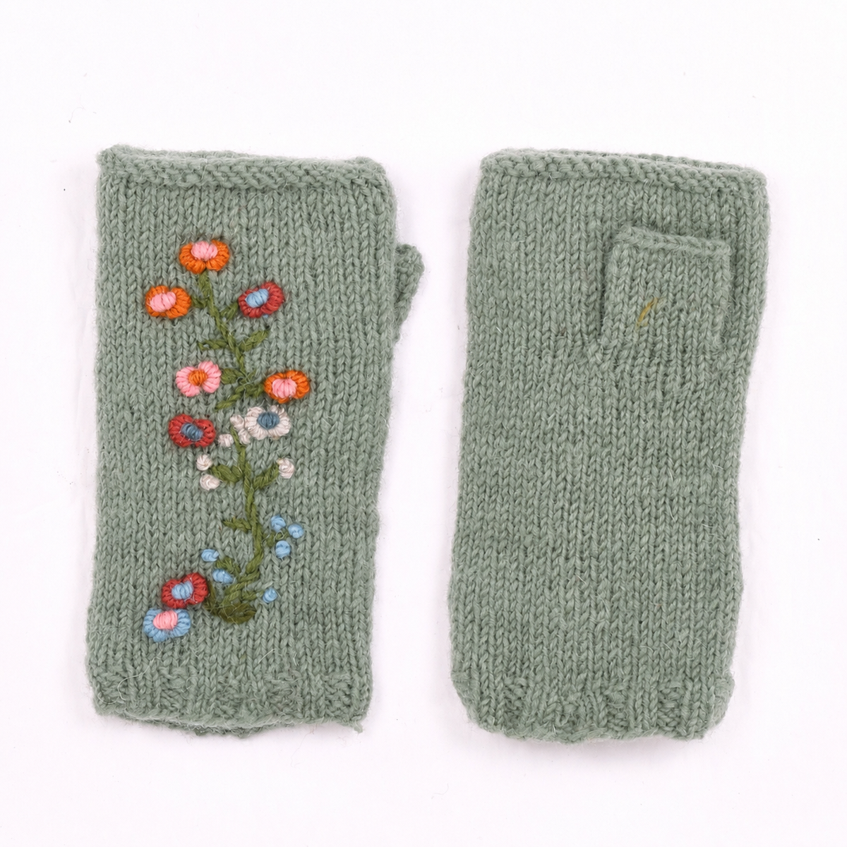 Mathilde Embroidered Wool Handwarmers- Assorted Colors
