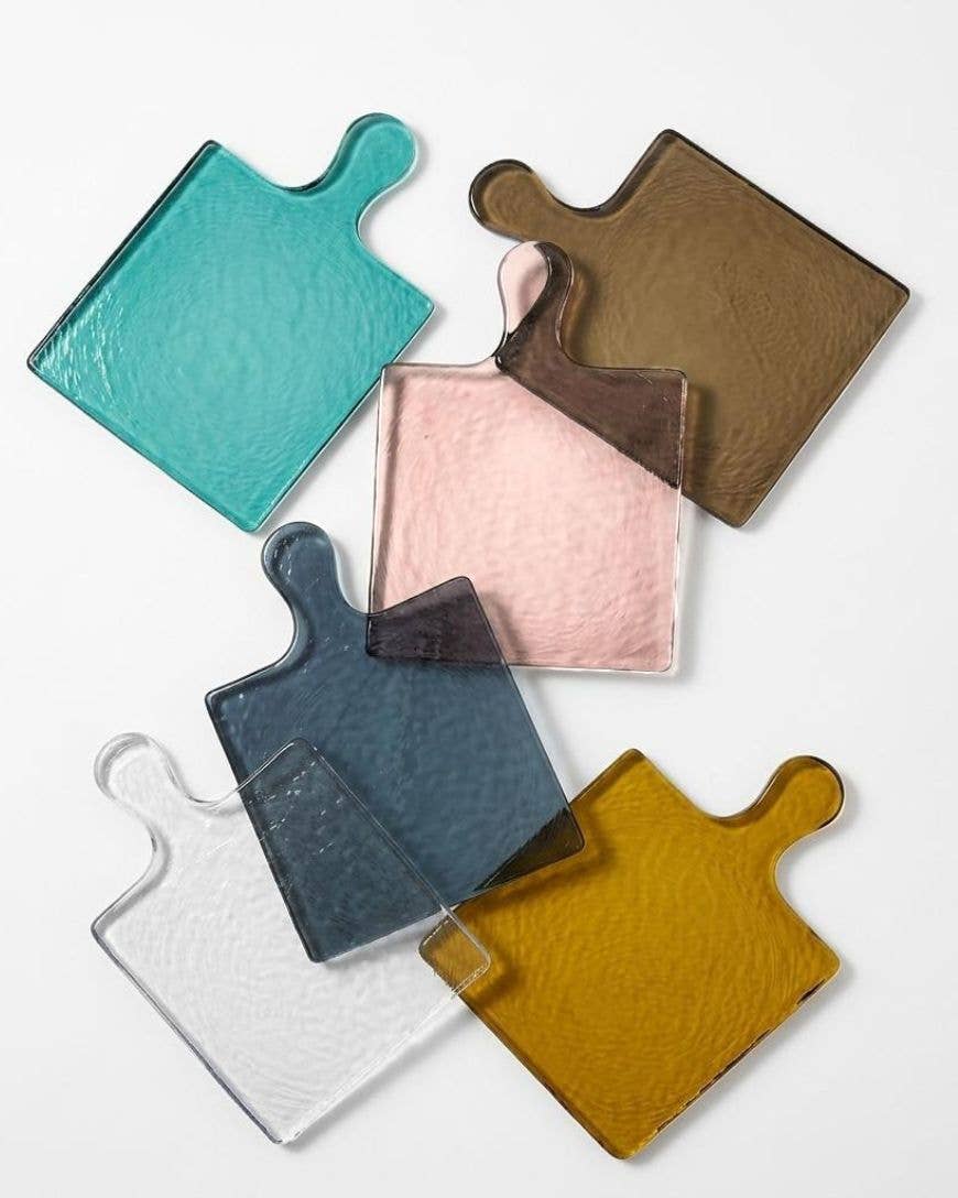 Handblown Hammered Glass Serving Board- Assorted Colors- Sold Individually (*Local Pickup/Local Delivery Only)