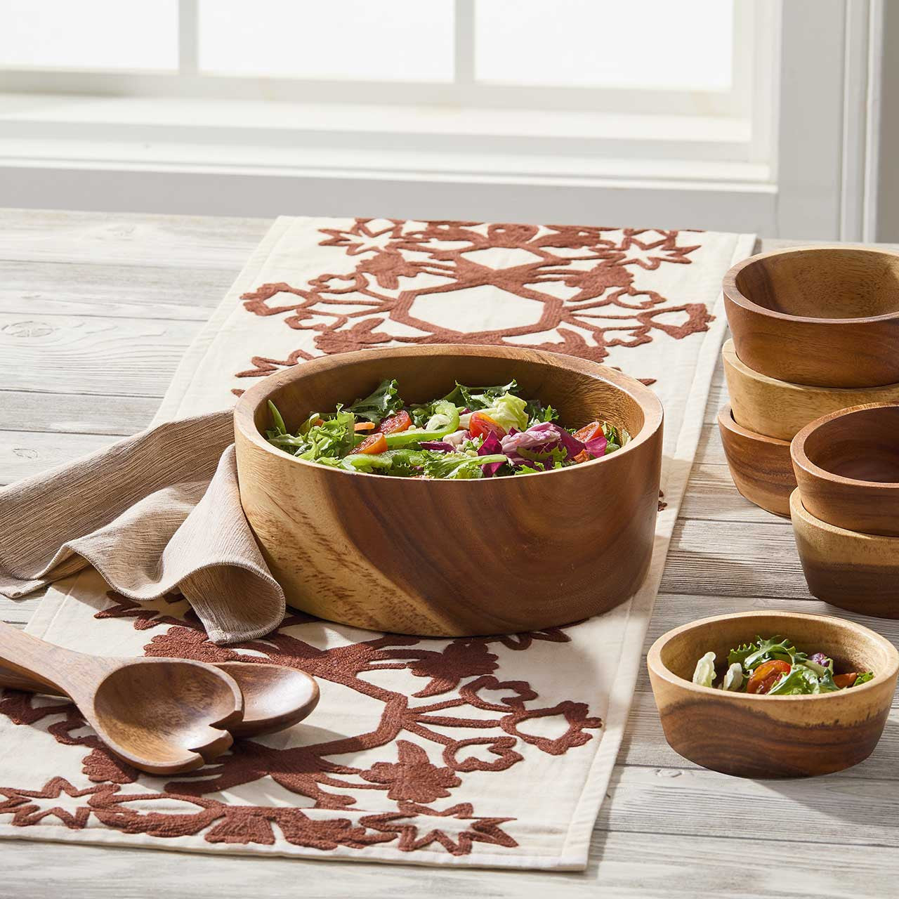 Acacia Wood Salad Serving Pieces- Sold Individually (*Local Pickup / Local Delivery Only)
