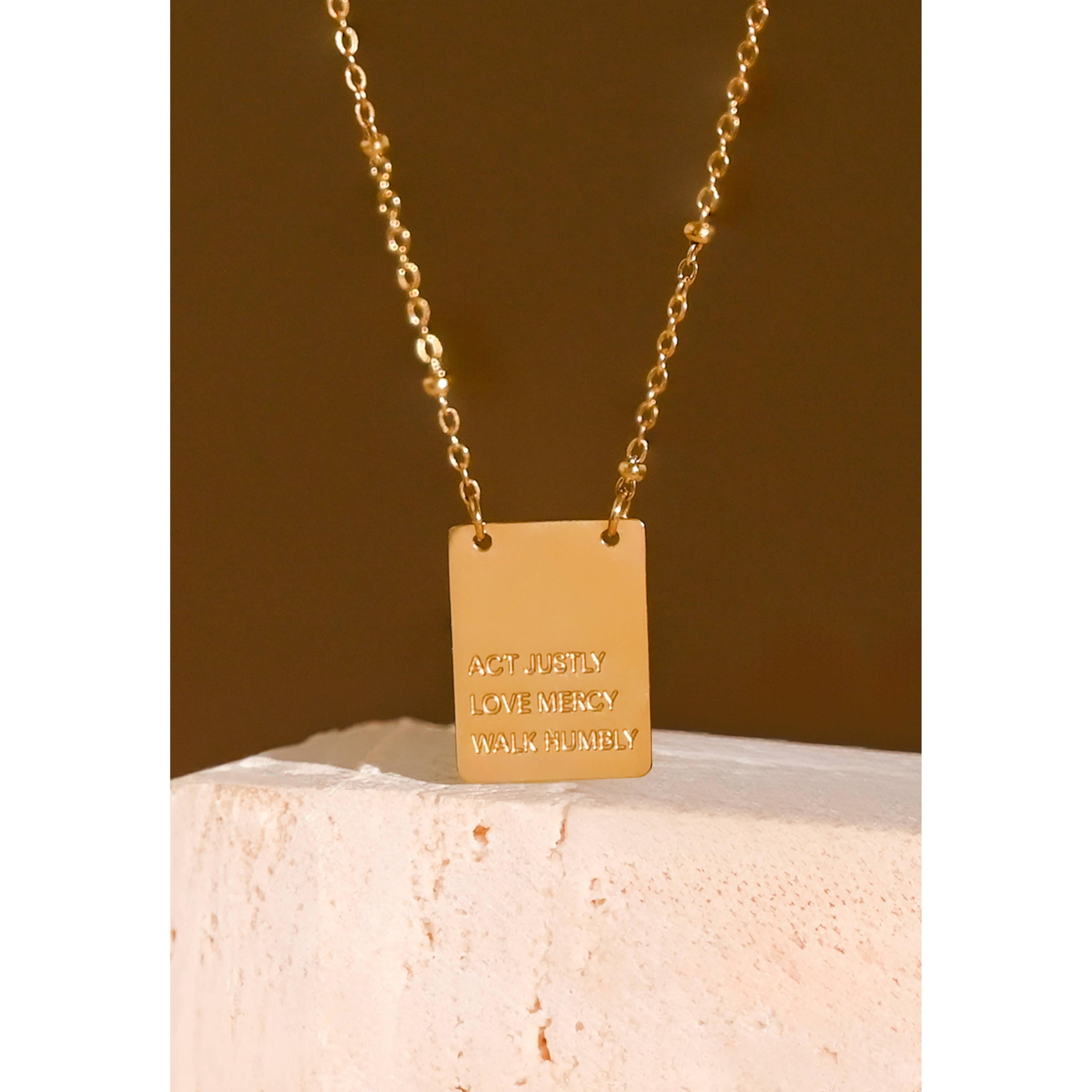 Act Justly Necklace in Gold