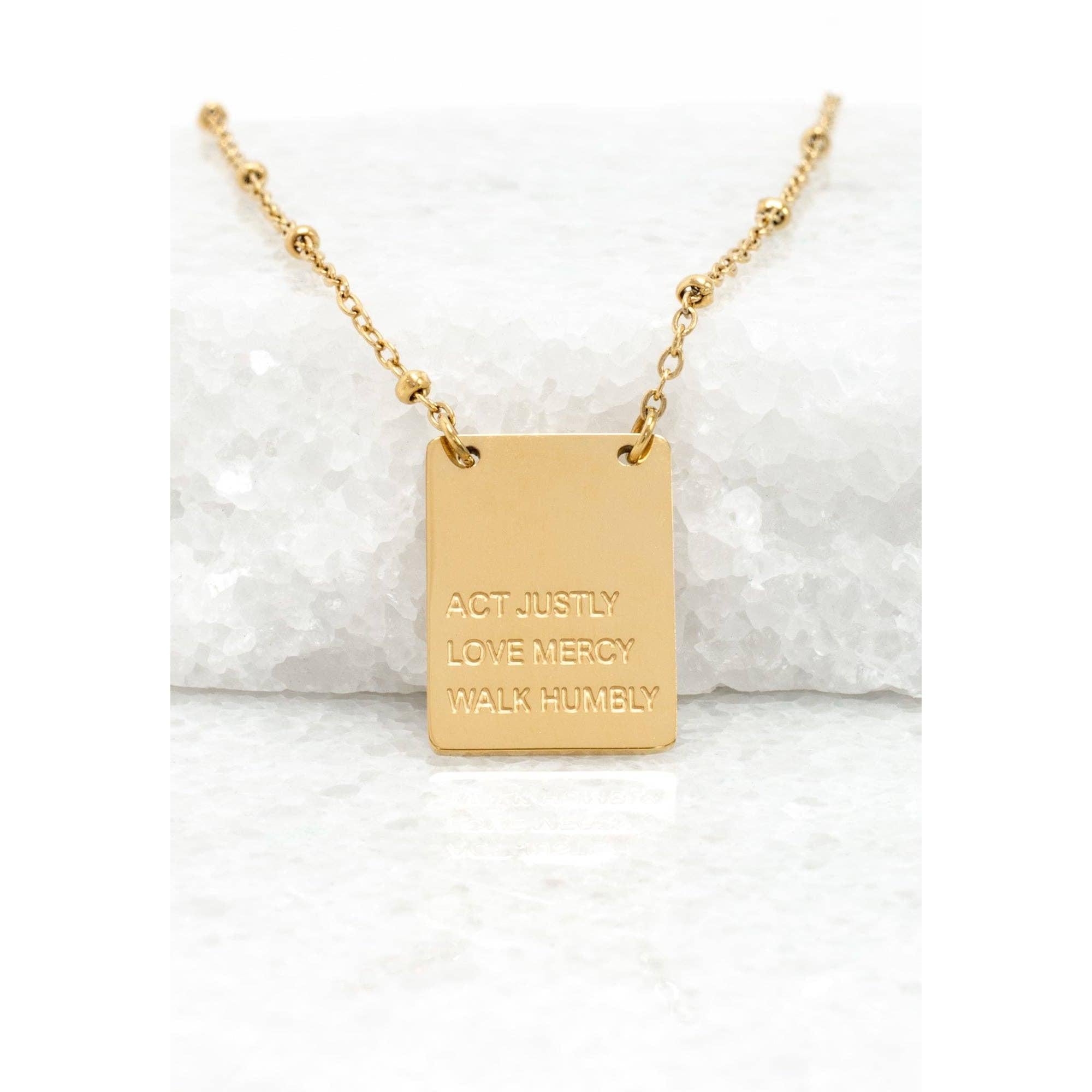 Act Justly Necklace in Gold