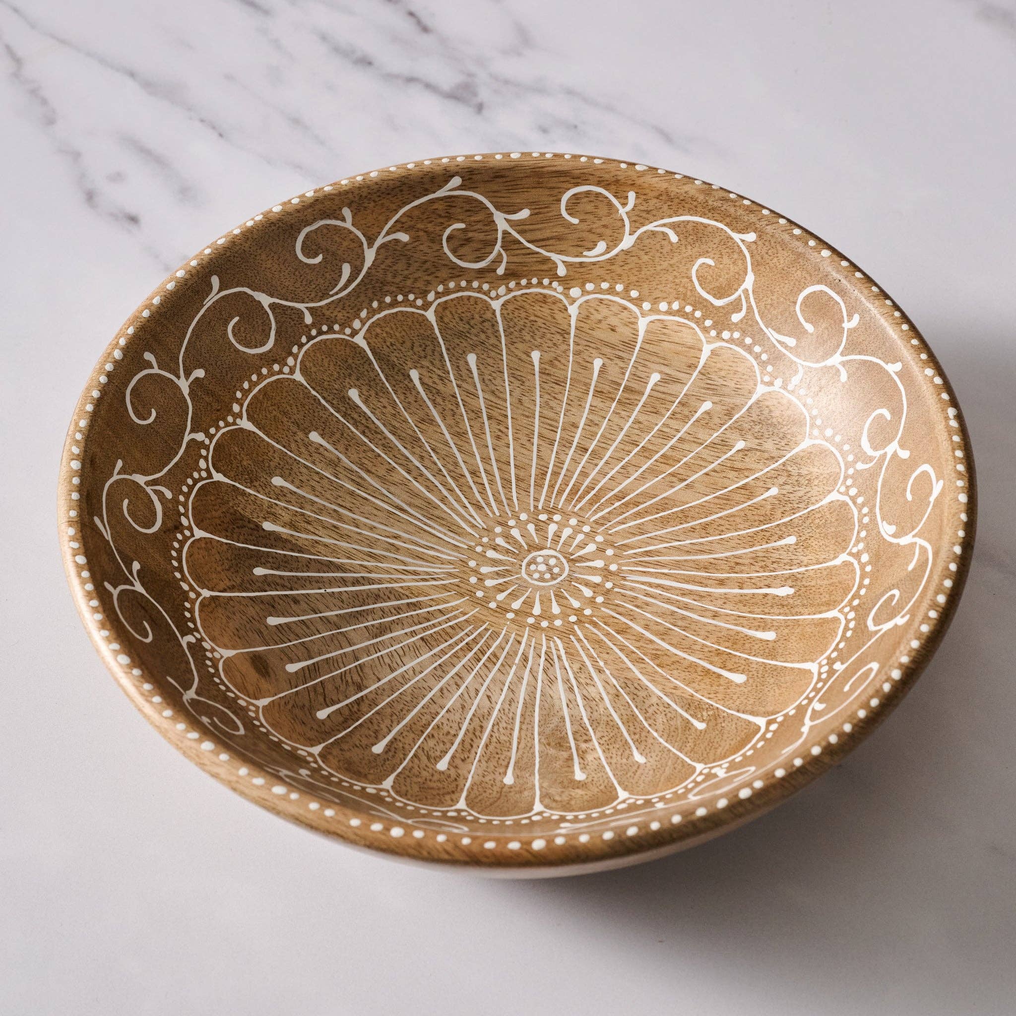 Aiza Handpainted Mango Wood Bowl