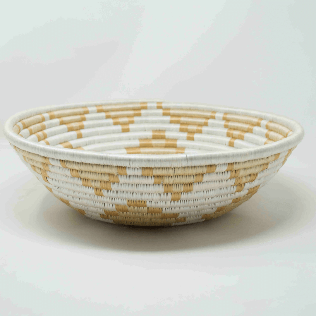 Akaneri Woven Bowl- Tea Diamonds on White- Assorted Sizes