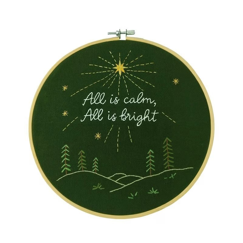 “All Is Calm ” Large Embroidered Hoop