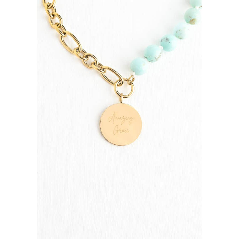 Amazing Grace Turquoise & Chain Necklace