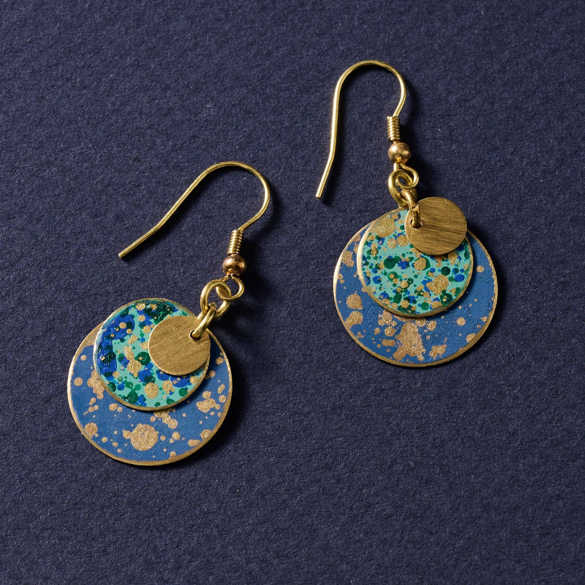 Asha Patina Disc Drop Earrings