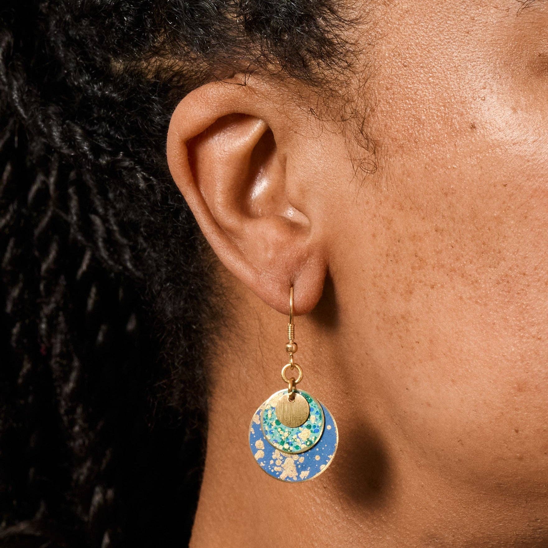Asha Patina Disc Drop Earrings