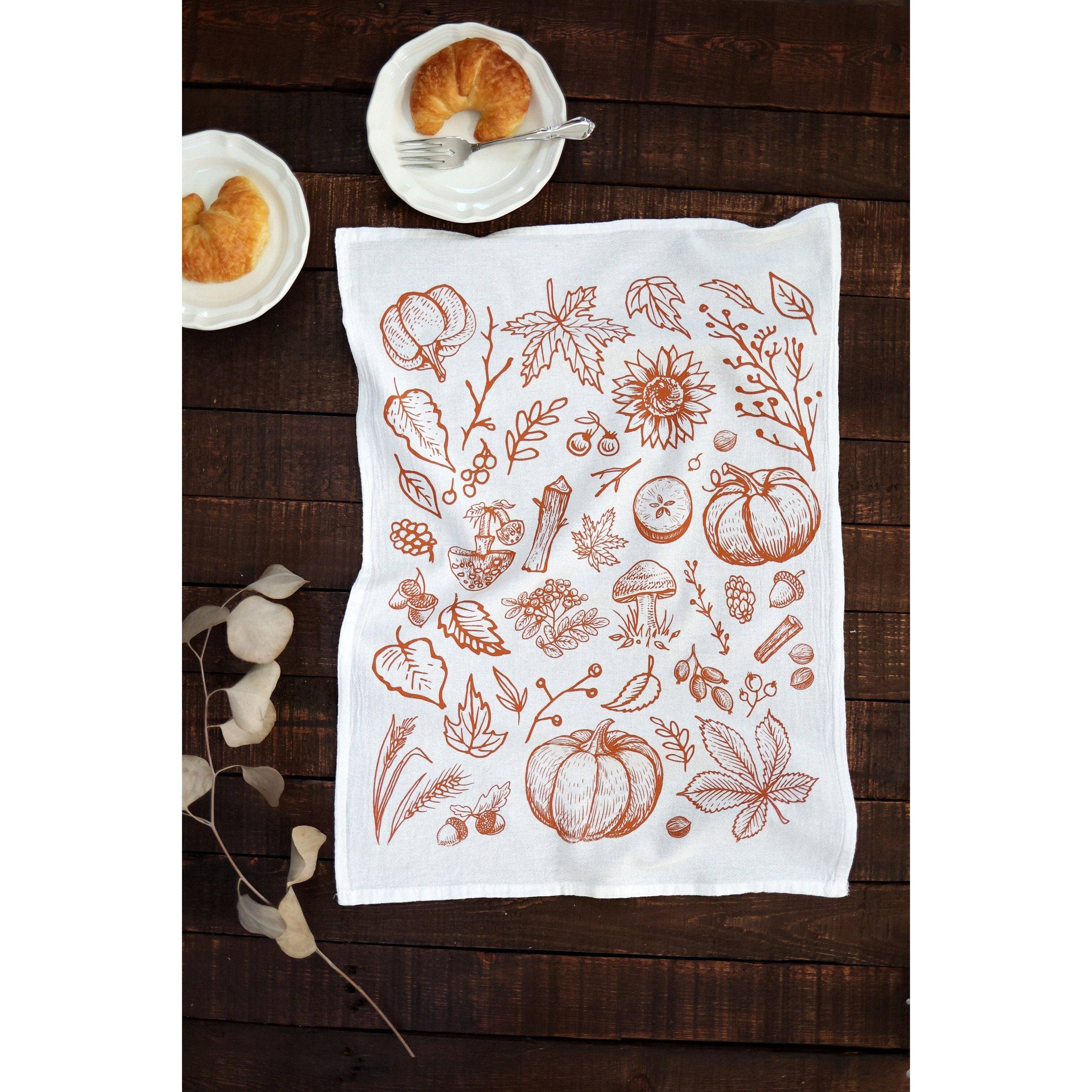 Autumn Woods Pumpkin Tea Towel