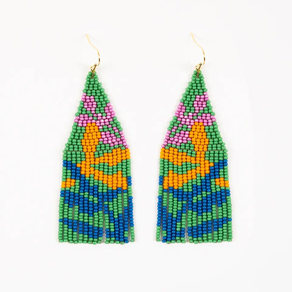 Beaded Botanica Fringe Earrings- Assorted Colors