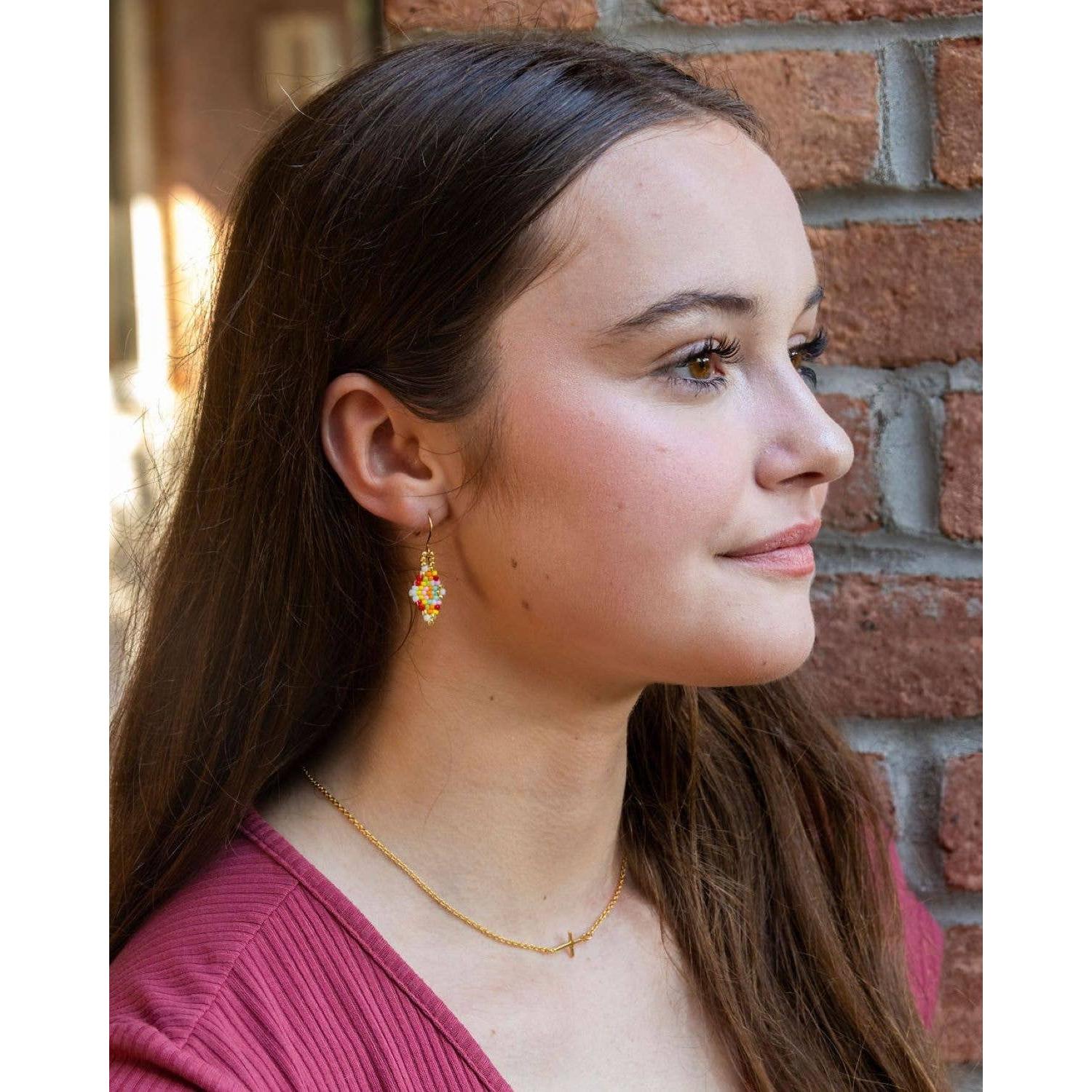Beaded Confetti Earrings- Assorted Colors/ Sizes
