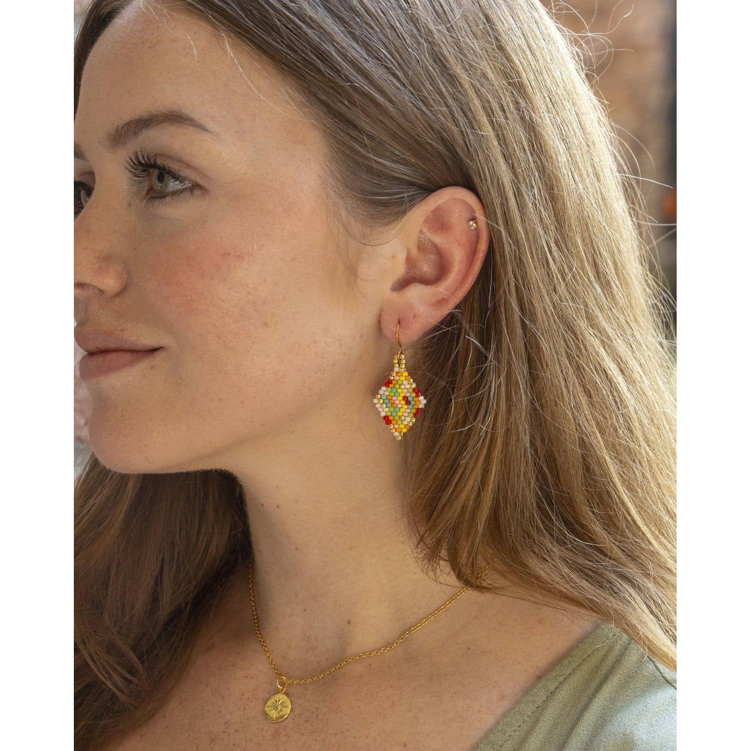 Beaded Confetti Earrings- Assorted Colors/ Sizes