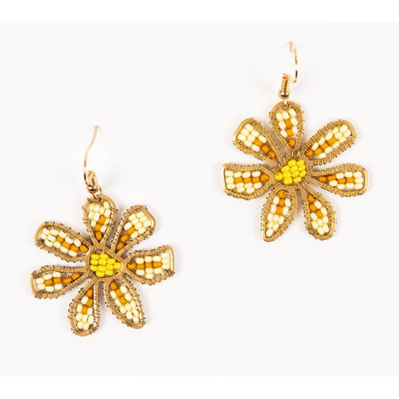 Beaded Daisy Earrings- Assorted Colors- Sold Individually