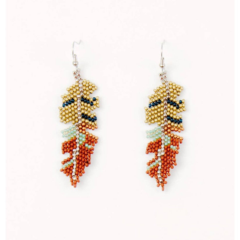 Beaded Feather Earrings- Assorted Colors