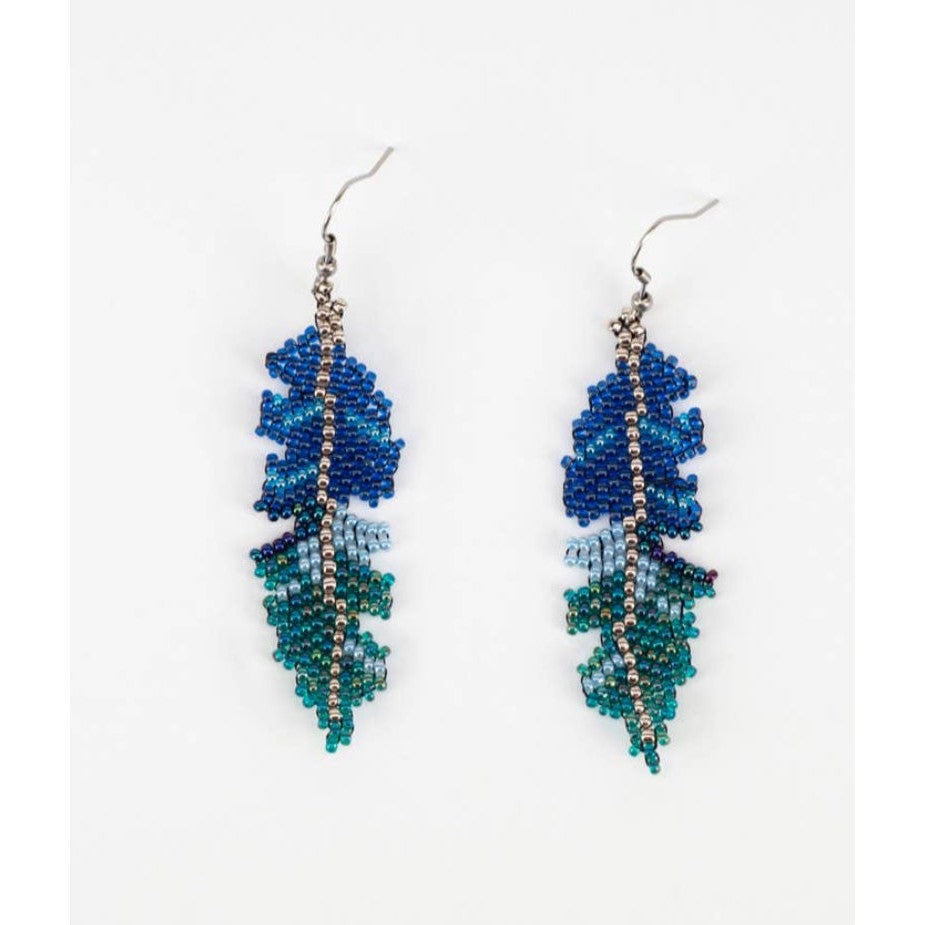 Beaded Feather Earrings- Assorted Colors