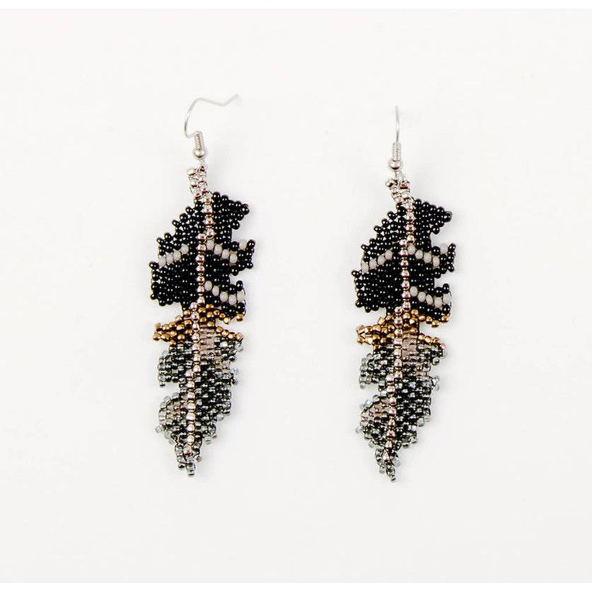Beaded Feather Earrings- Assorted Colors