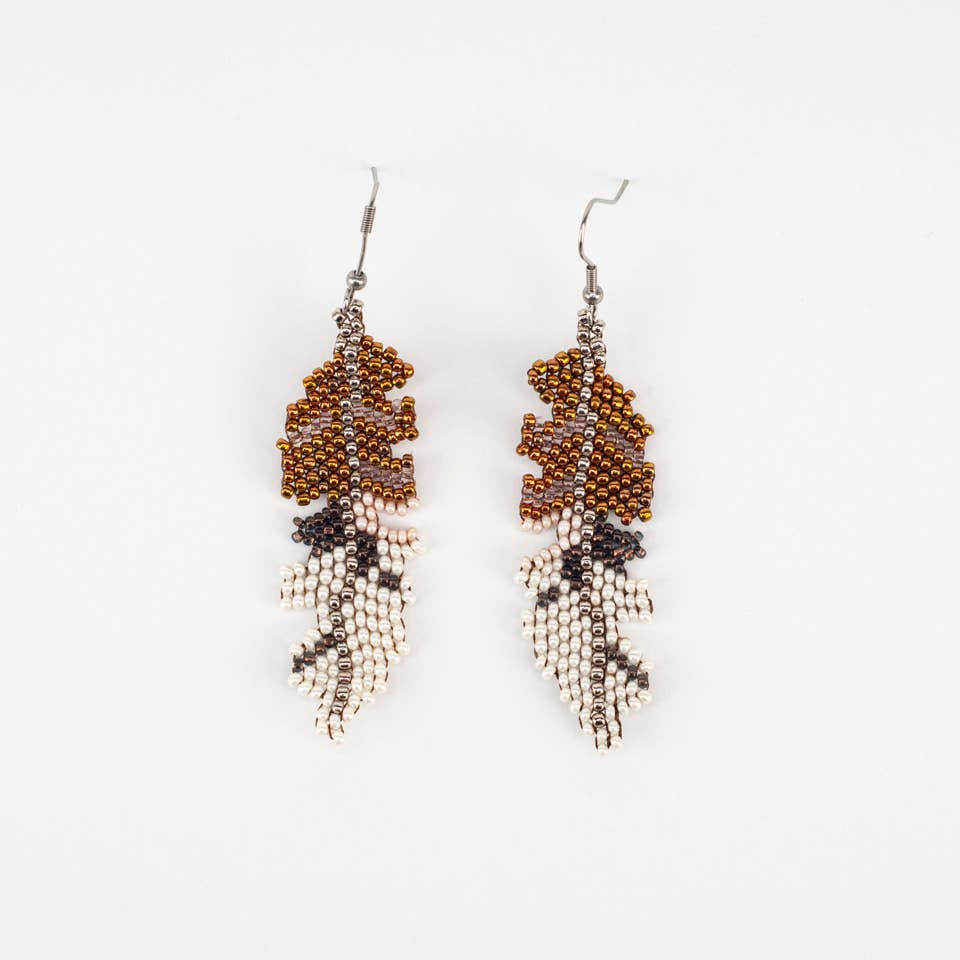 Beaded Feather Earrings- Assorted Colors