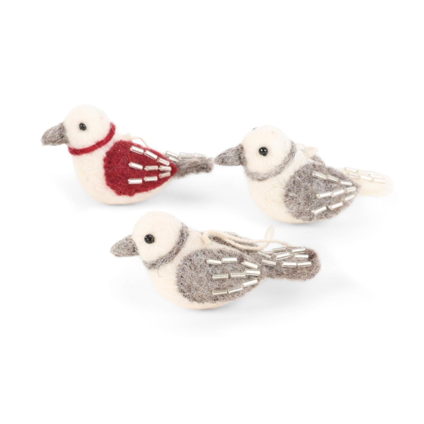 Beaded Felt Bird Ornament- Assorted Colors- Sold Individually
