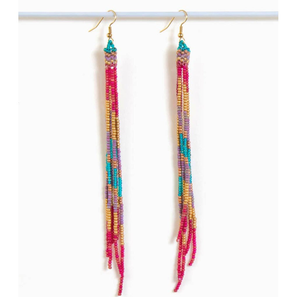 Beaded Fringe Duster Earrings- Assorted Colors