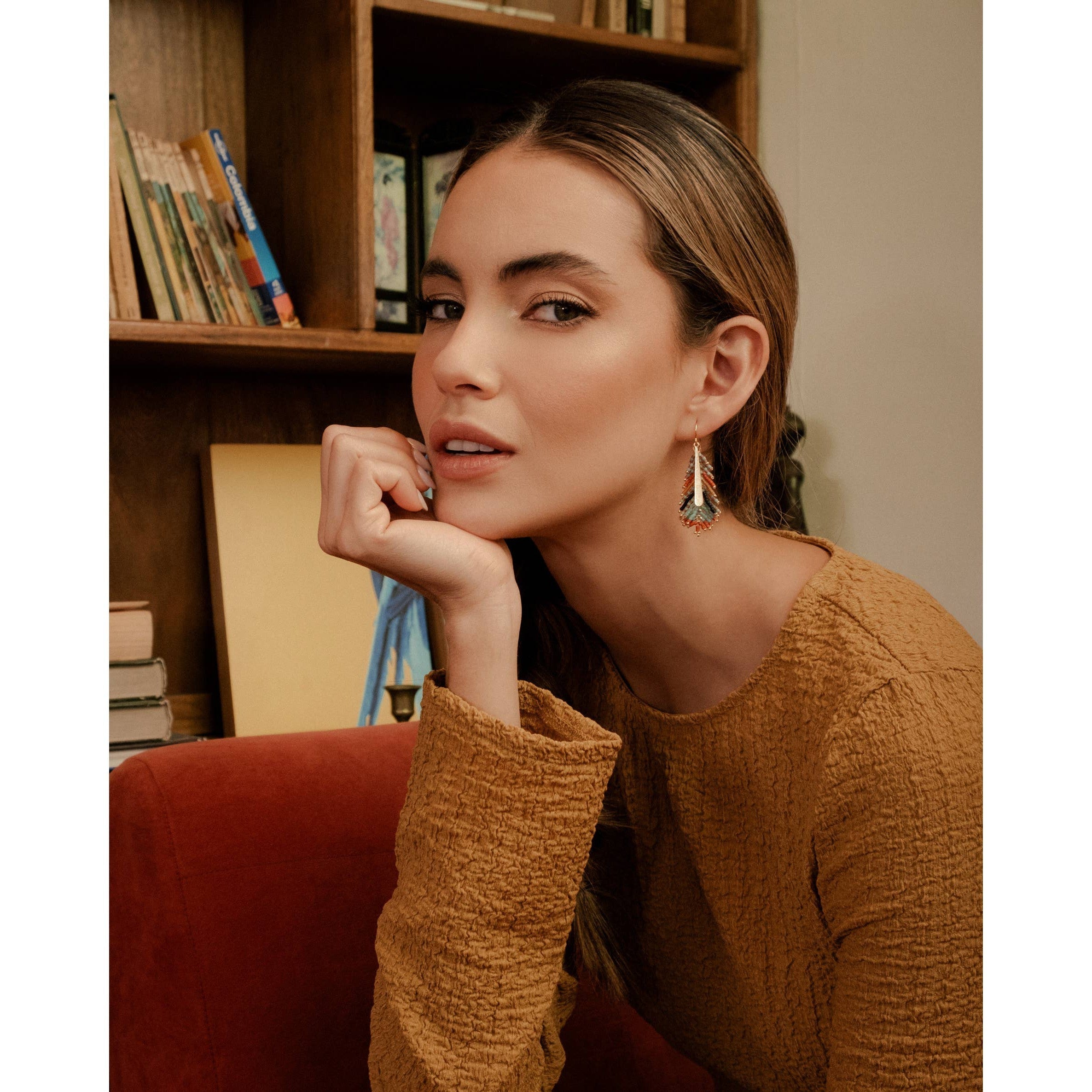 Beaded Handwoven Gilded Feather Earrings- Assorted Colors