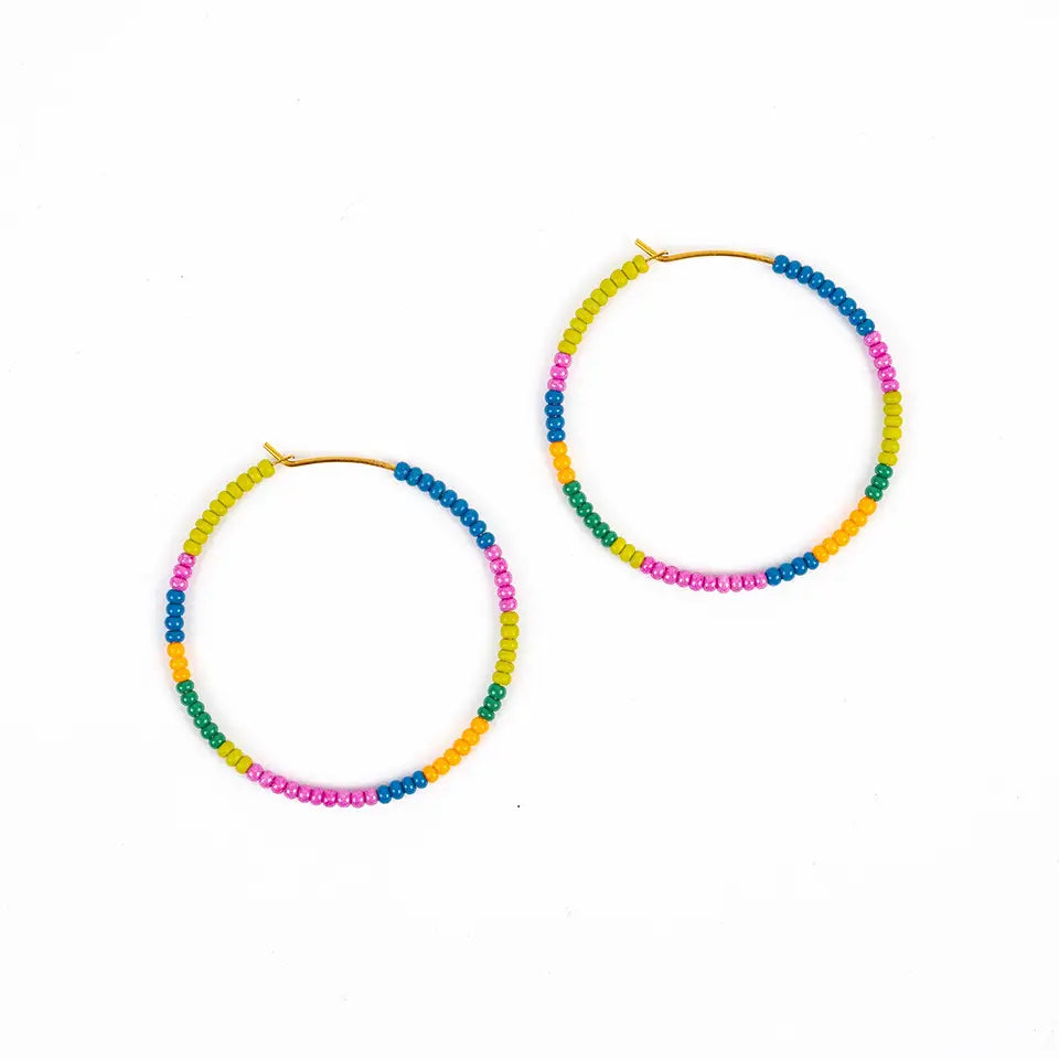 Beaded Hoops- Assorted Colors