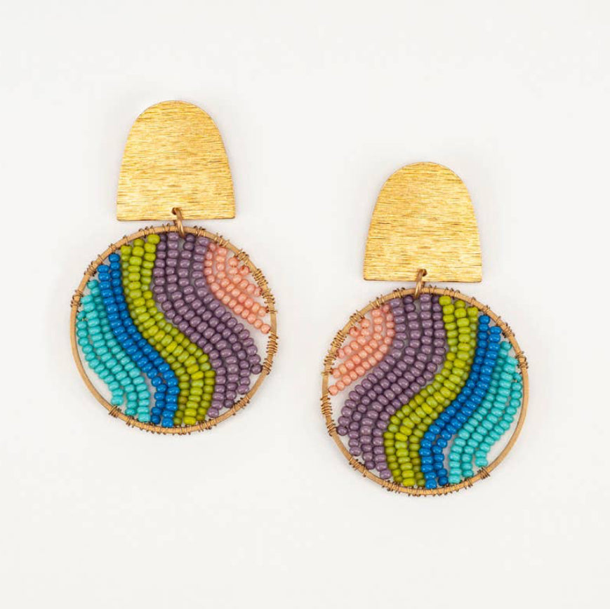 Beaded and Brass Flow Post Earrings- Assorted