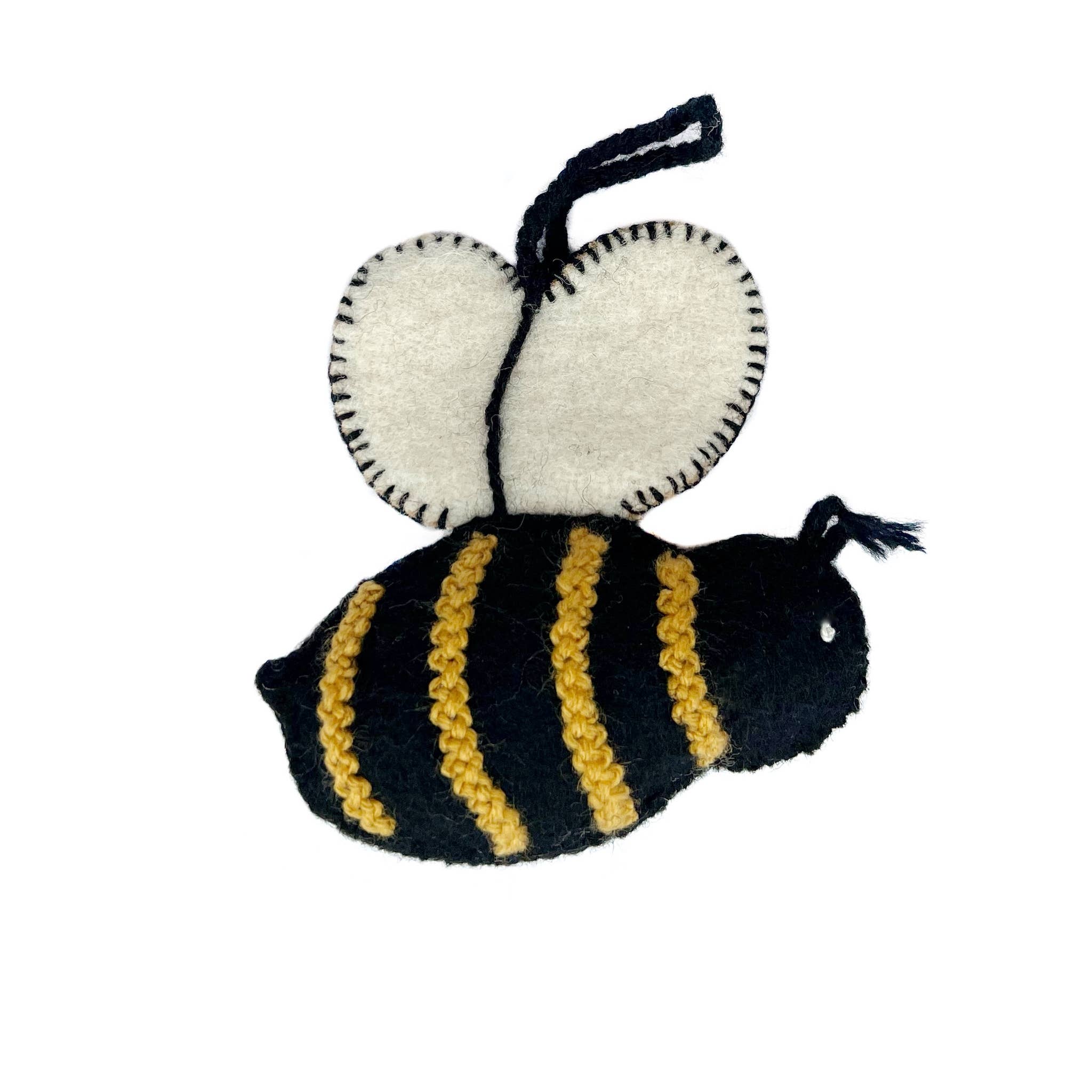 Bee Embroidered Wool Christmas Ornament