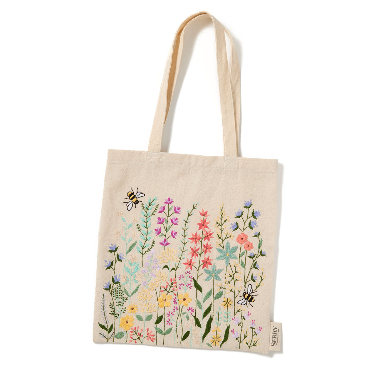 Bees & Blooms Embroidered Tote