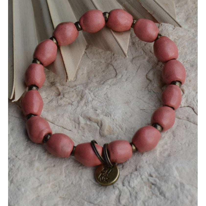 Bel Koz Oval Clay Bead Charm Bracelet- Assorted Colors