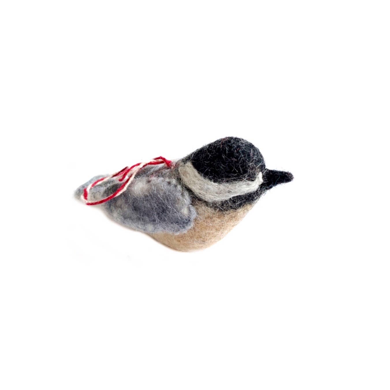 Black Capped Chickadee Felt Wool Bird Ornament