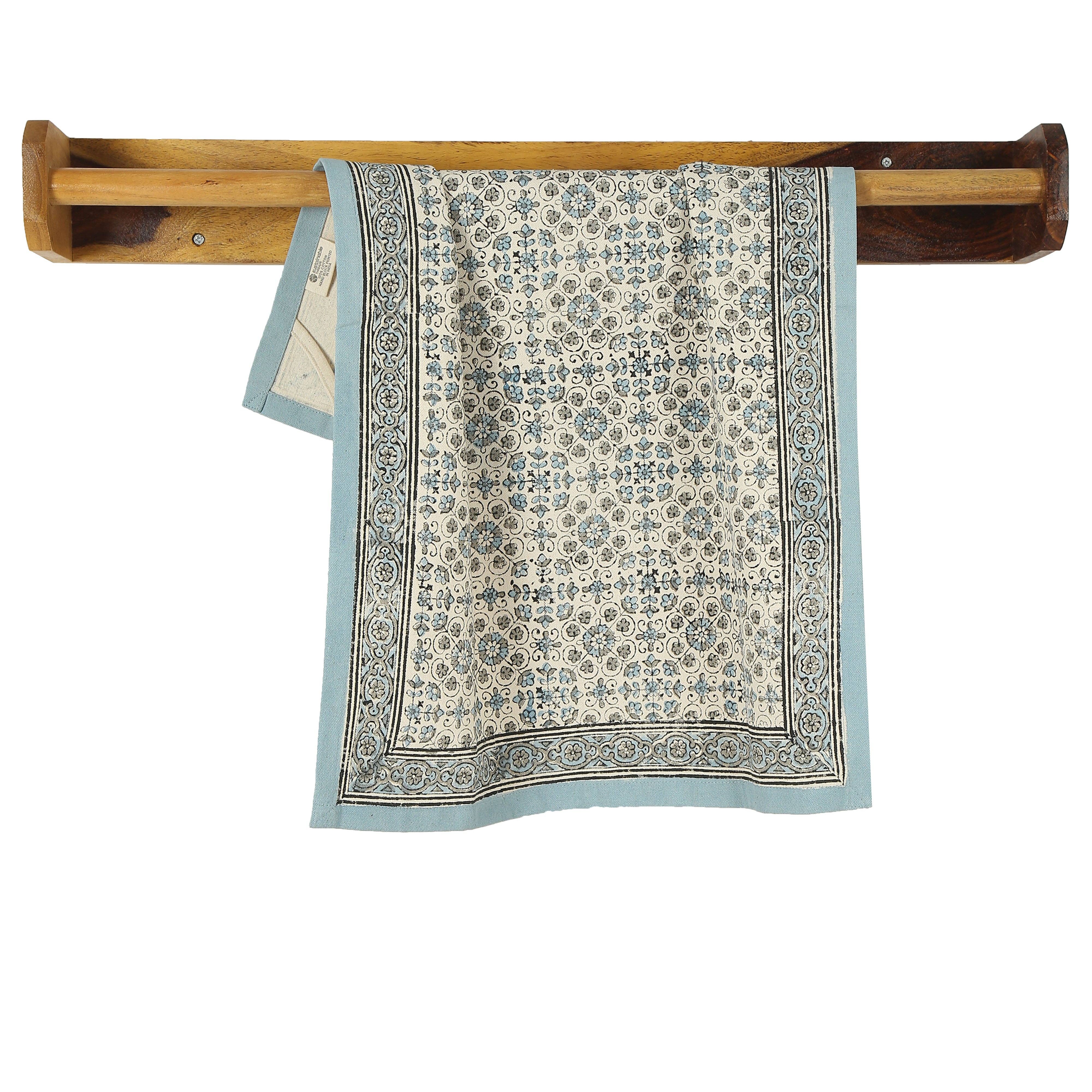 Block Printed Kitchen Towel- Lily River