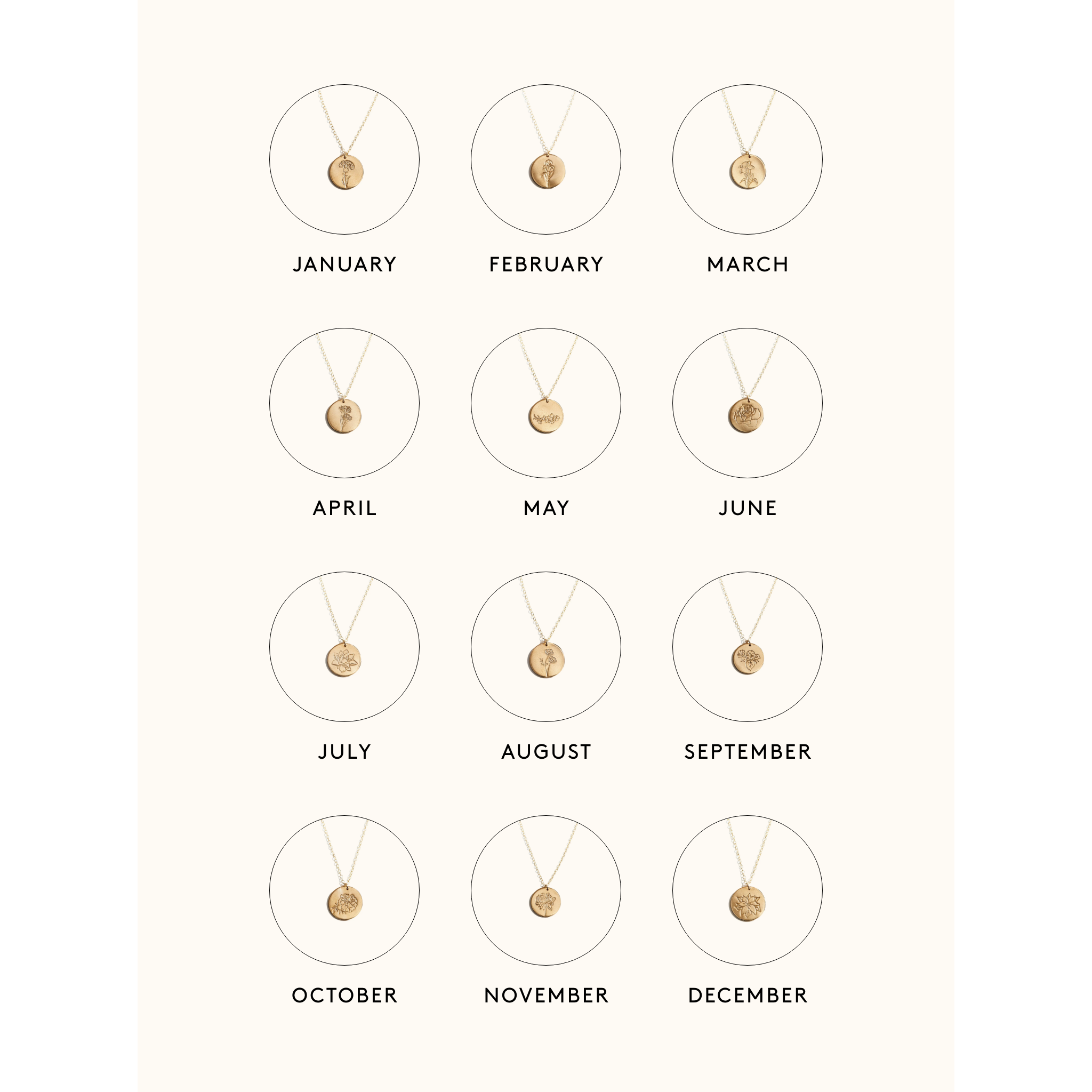Bloom Birth Month Necklace- Assorted Months