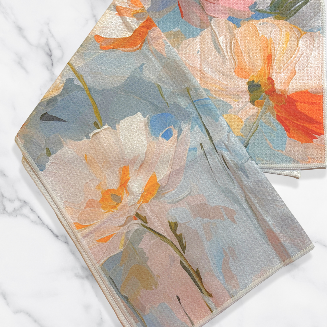 Blue Floral Recycle Microfiber Waffle Tea Towel