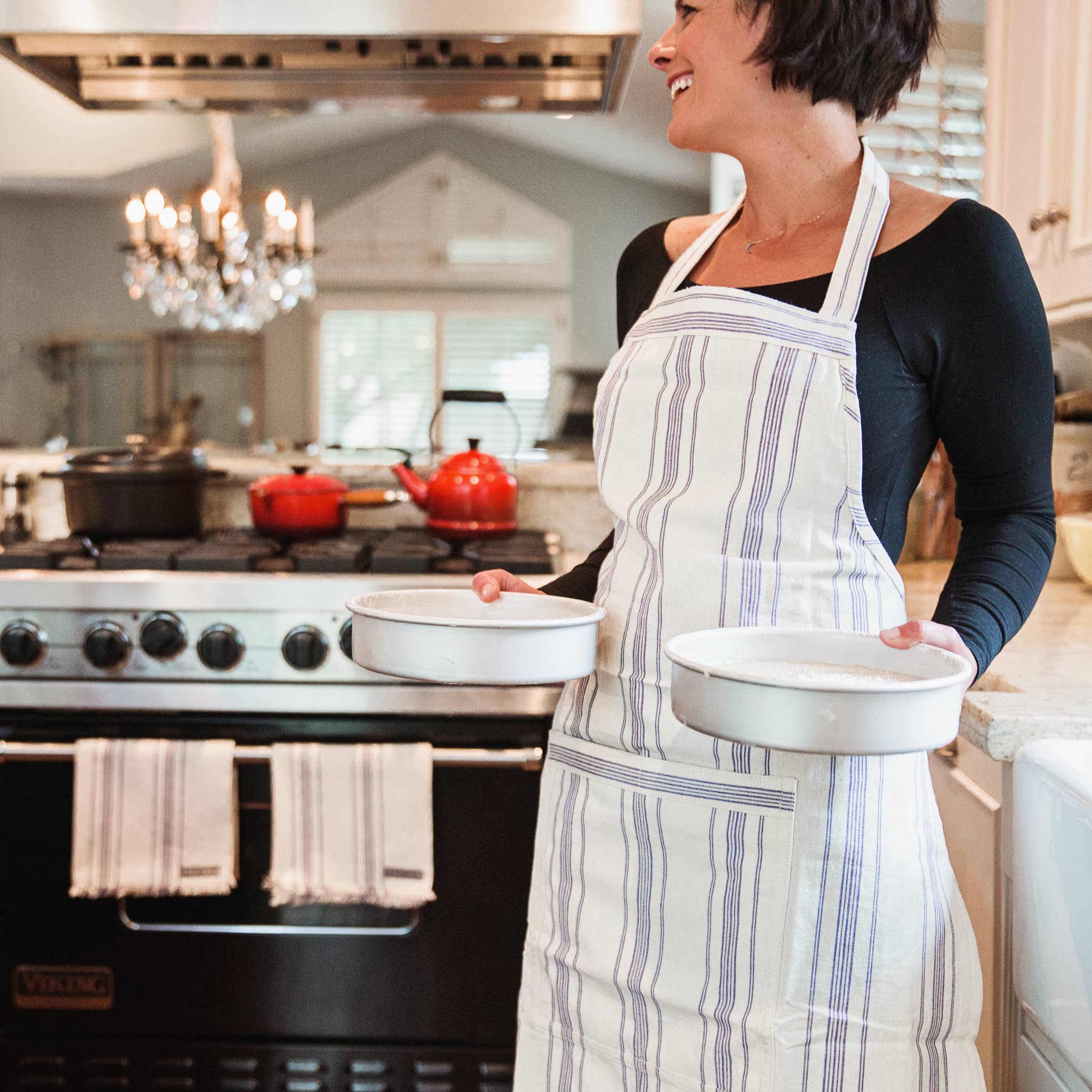 Blue Striped Cotton Apron- Assorted Sizes