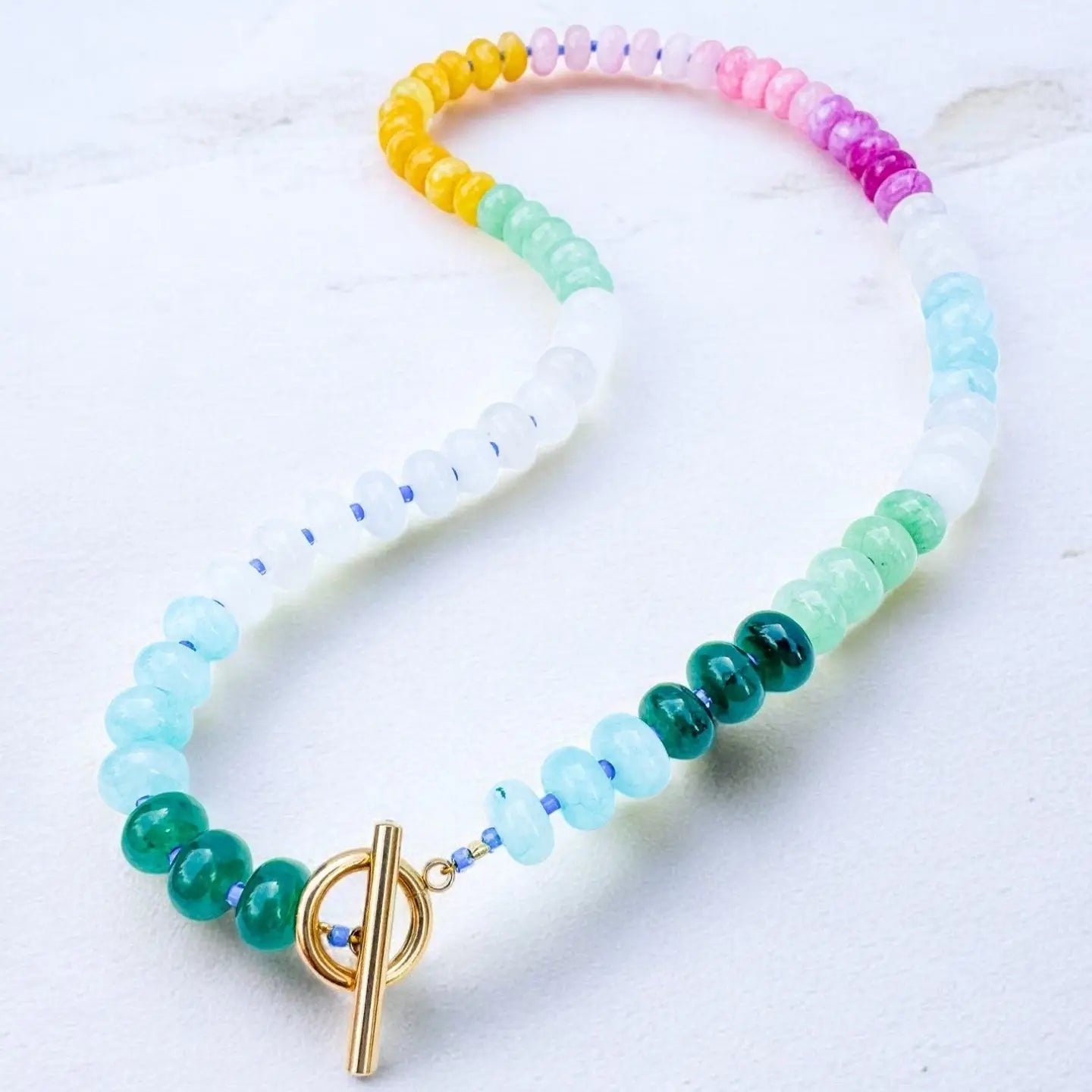 Bold Gemstone Beaded Necklace- Assorted Colors- Sold Individually