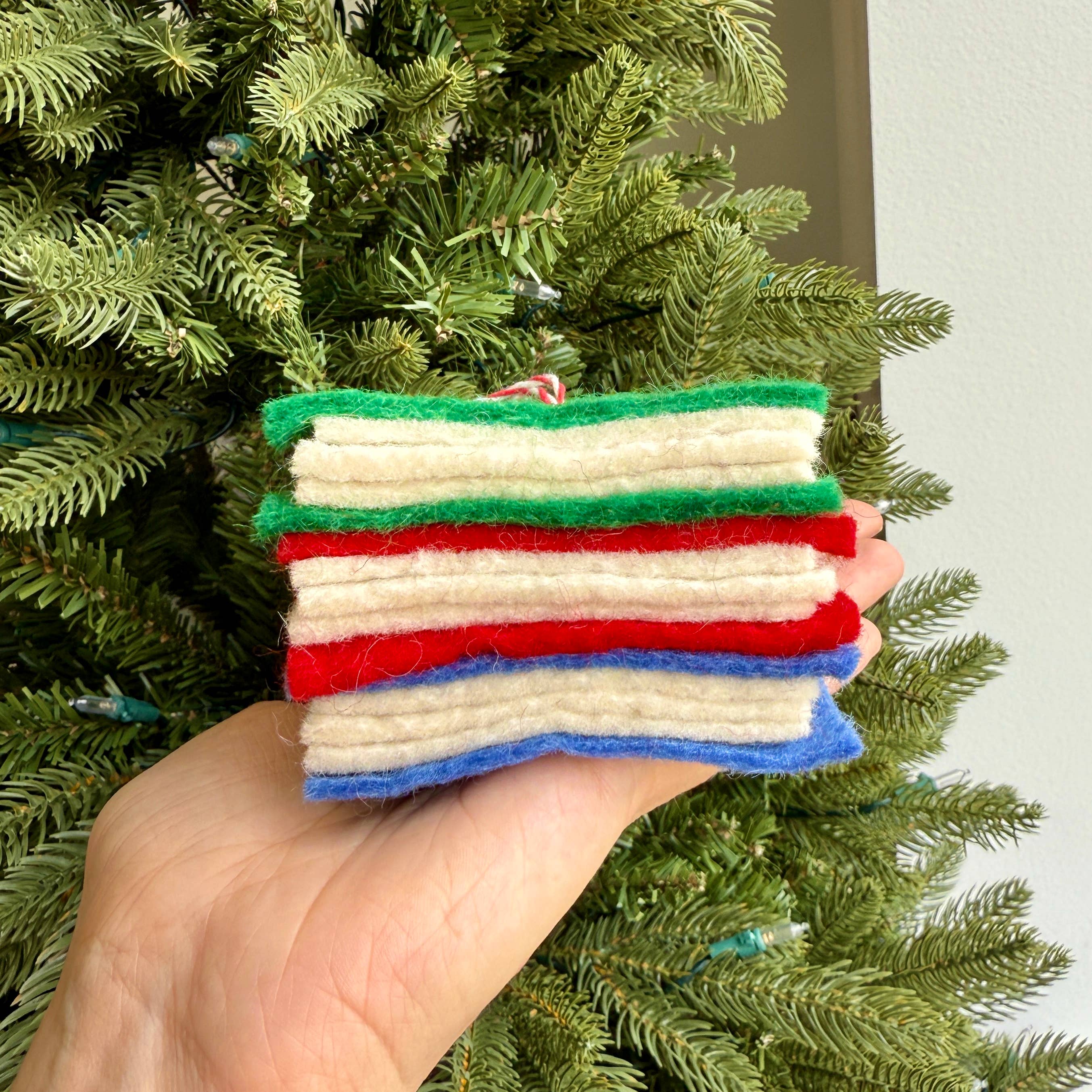Book Stack Felt Wool Ornament 