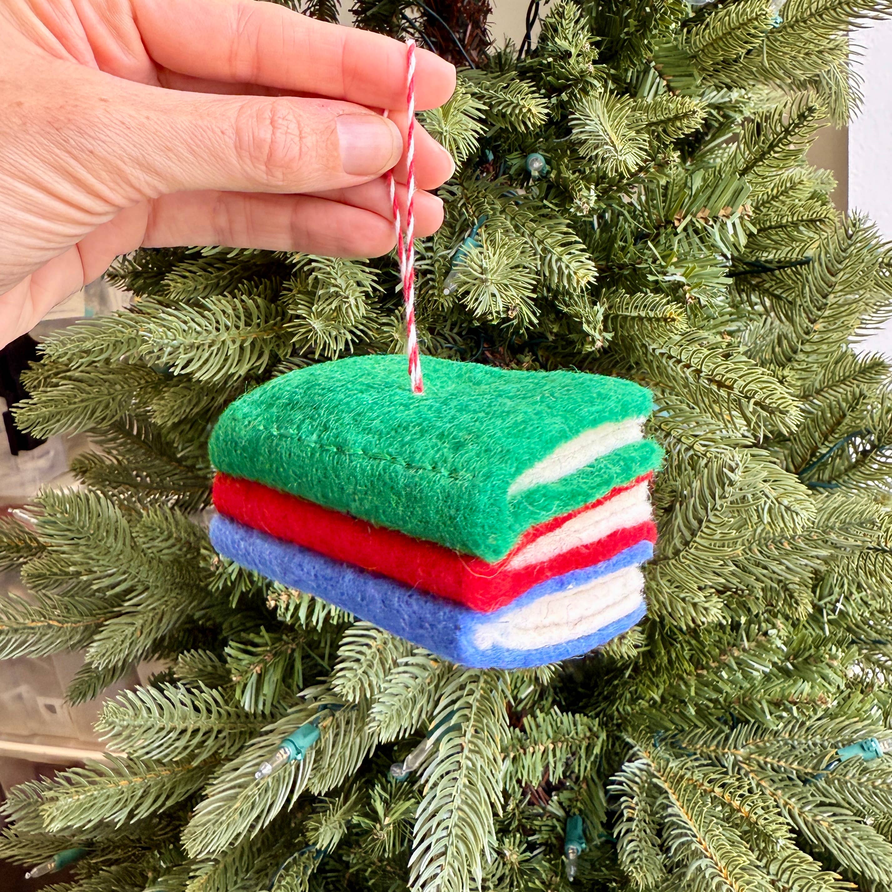 Book Stack Felt Wool Ornament 