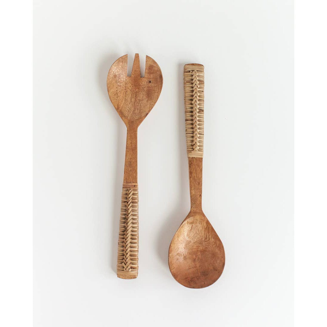 Braided Mango Wood Salad Servers