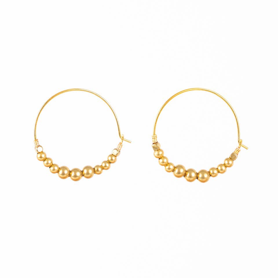 Brass Ball Hoop Earring