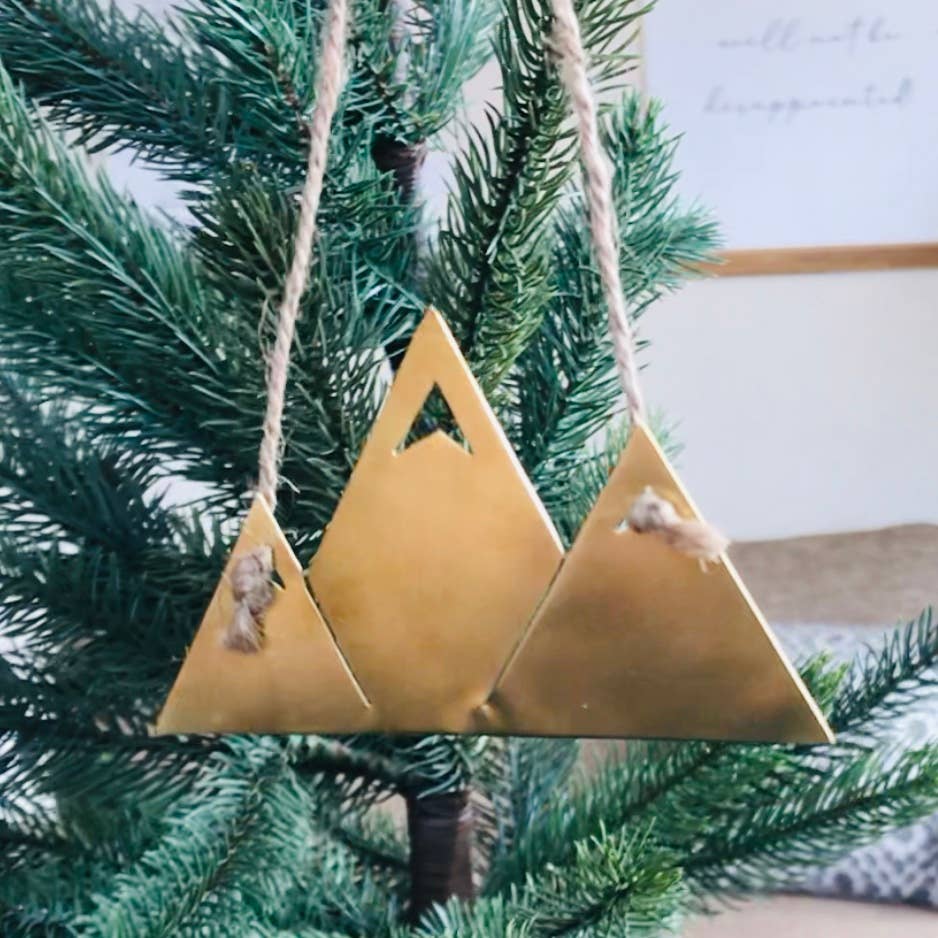 Brass Snowy Mountain Ornament