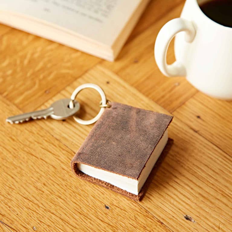 Brown Buffalo Leather Mini Notebook Keyring