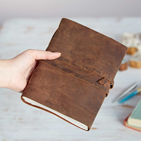 Buffalo Leather Journal - Unlined Notebook - Brown